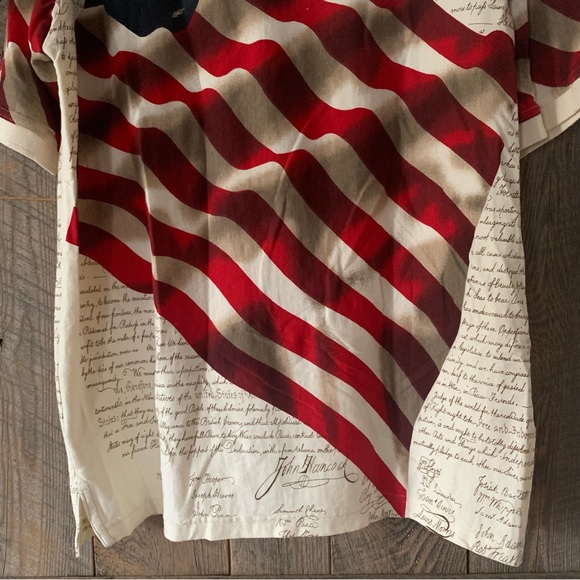 Men’s L COTTON TRADERS SPORT Polo Shirt Declaration of Independence S/S Flag EXC - Picture 11 of 11